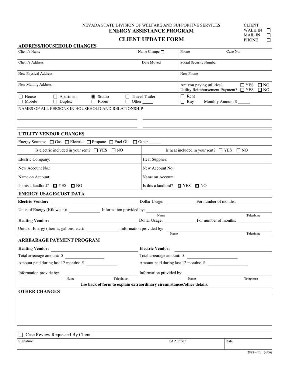 Form 2888-EL - Fill Out, Sign Online and Download Fillable PDF, Nevada ...