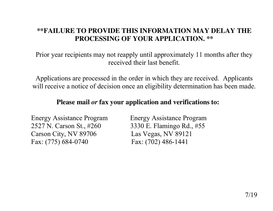 Form 2824-EL LP Energy Assistance Application (Vision Impaired) - Nevada, Page 3