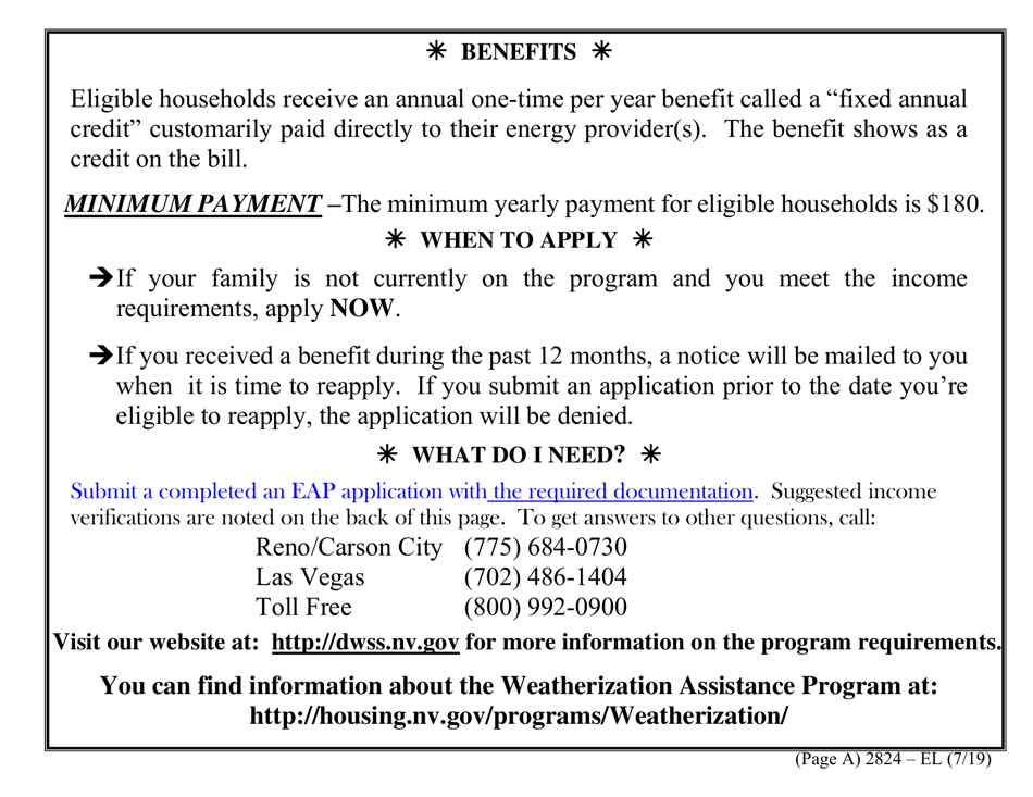 Form 2824-EL LP Energy Assistance Application (Vision Impaired) - Nevada, Page 5