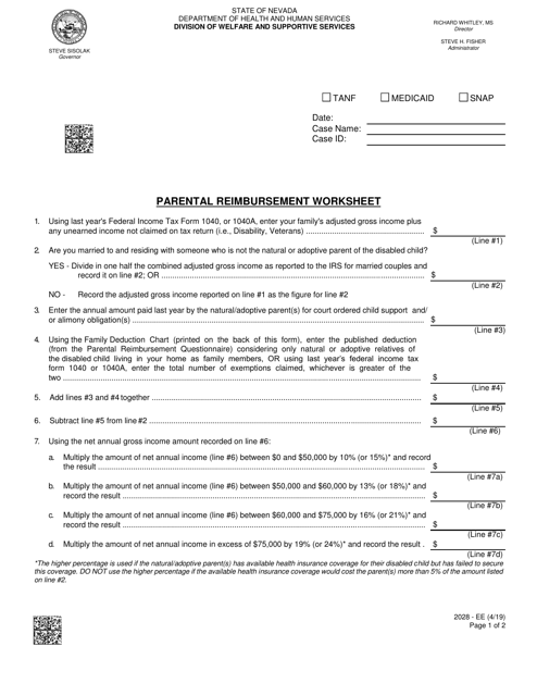 Form 2028-EE  Printable Pdf