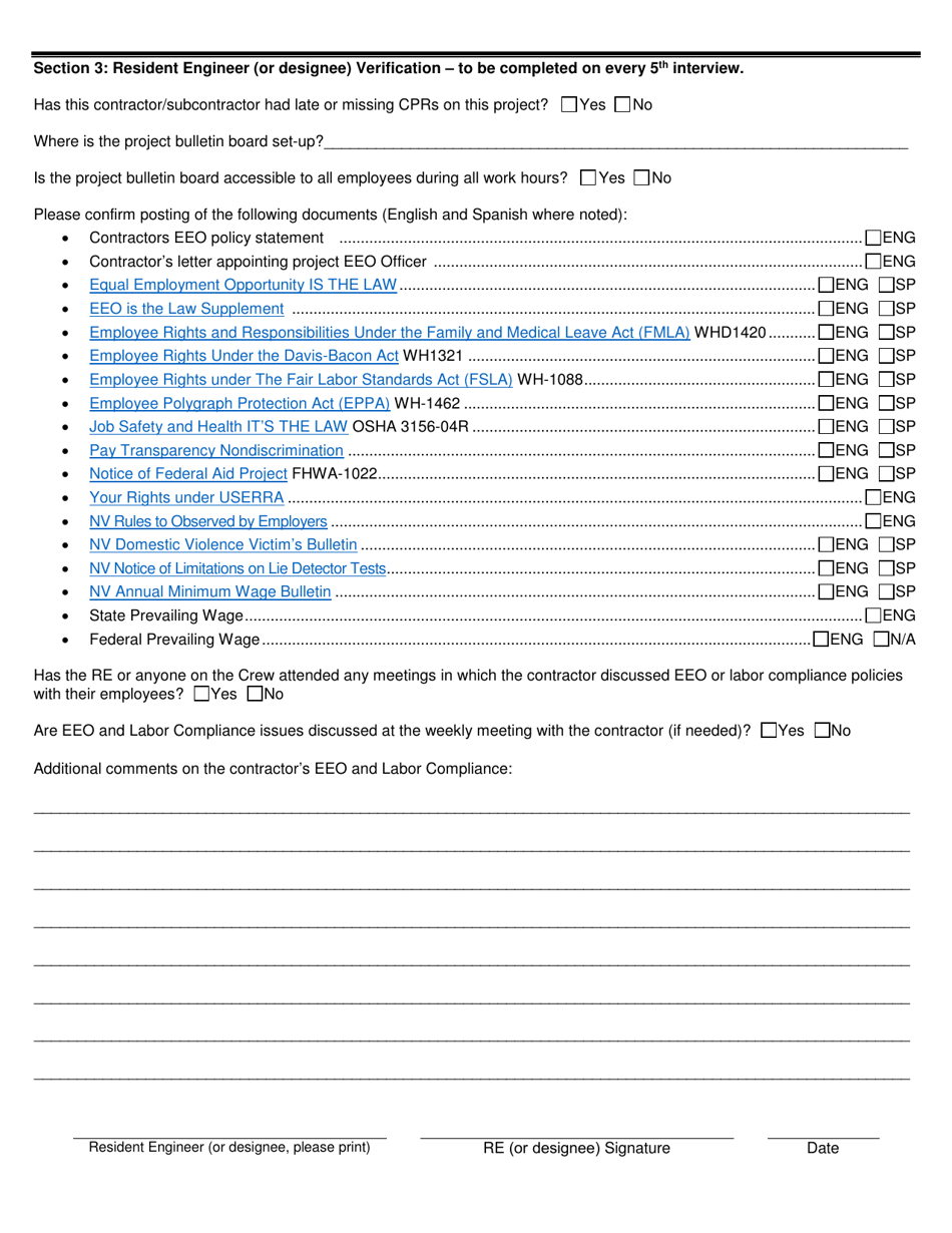 Employee Interview for Equal Employment Opportunity (EEO) and Labor Compliance Monitoring - Nevada, Page 2
