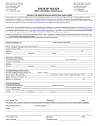 Document preview: Request for Apprentice Availability on a Public Work - Nevada