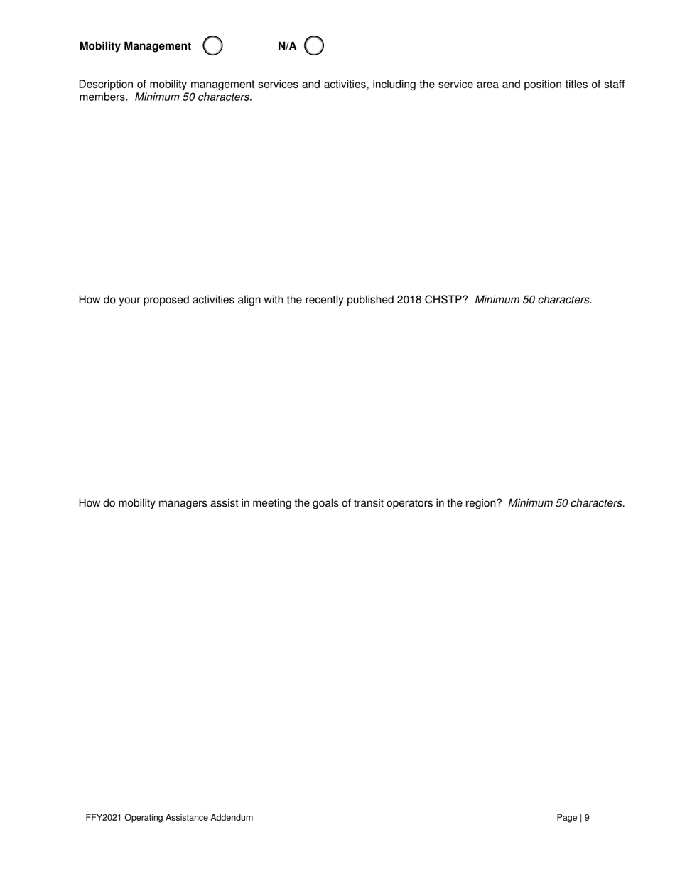 Operating Assistance Addendum for Program Administration Assistance (Pag), Capital Maintenance Assistance (Cpg), Mobility Management Program Assistance (Cpg), or Operating Assistance (Opg) Under Fta 5311 Program - Nevada, Page 10