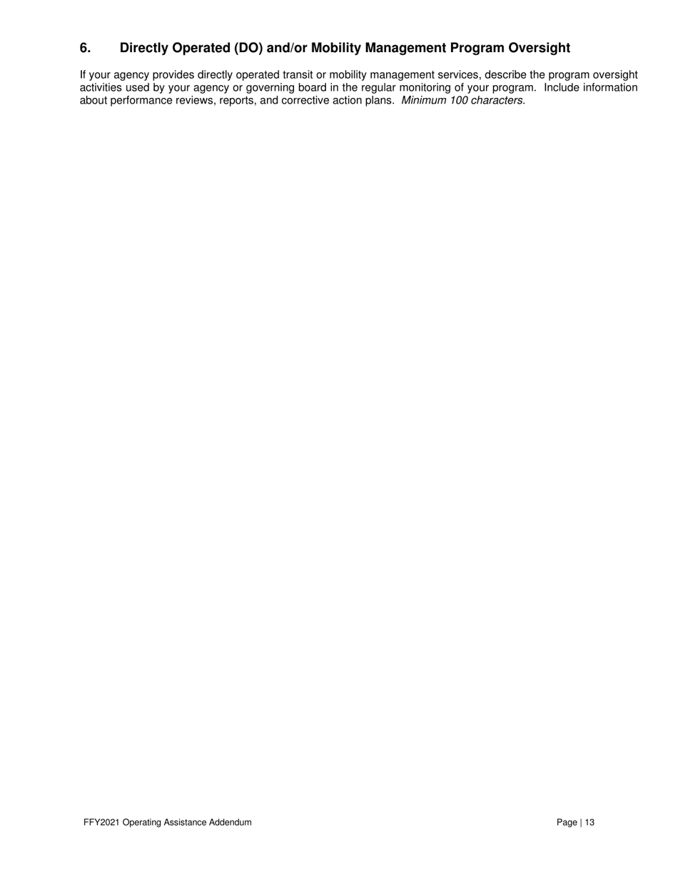 Operating Assistance Addendum for Program Administration Assistance (Pag), Capital Maintenance Assistance (Cpg), Mobility Management Program Assistance (Cpg), or Operating Assistance (Opg) Under Fta 5311 Program - Nevada, Page 14