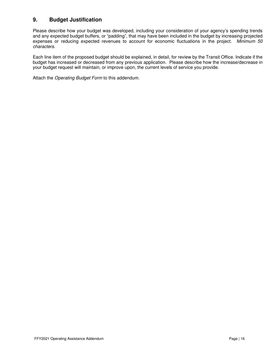 Operating Assistance Addendum for Program Administration Assistance (Pag), Capital Maintenance Assistance (Cpg), Mobility Management Program Assistance (Cpg), or Operating Assistance (Opg) Under Fta 5311 Program - Nevada, Page 17