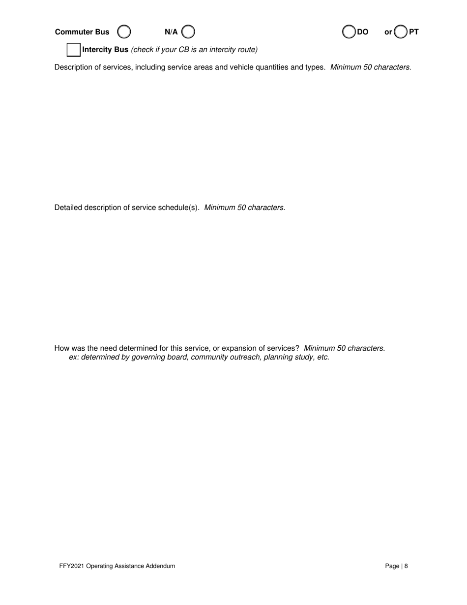 Operating Assistance Addendum for Program Administration Assistance (Pag), Capital Maintenance Assistance (Cpg), Mobility Management Program Assistance (Cpg), or Operating Assistance (Opg) Under Fta 5311 Program - Nevada, Page 9