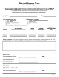 Document preview: Disposal Request Form - Iowa