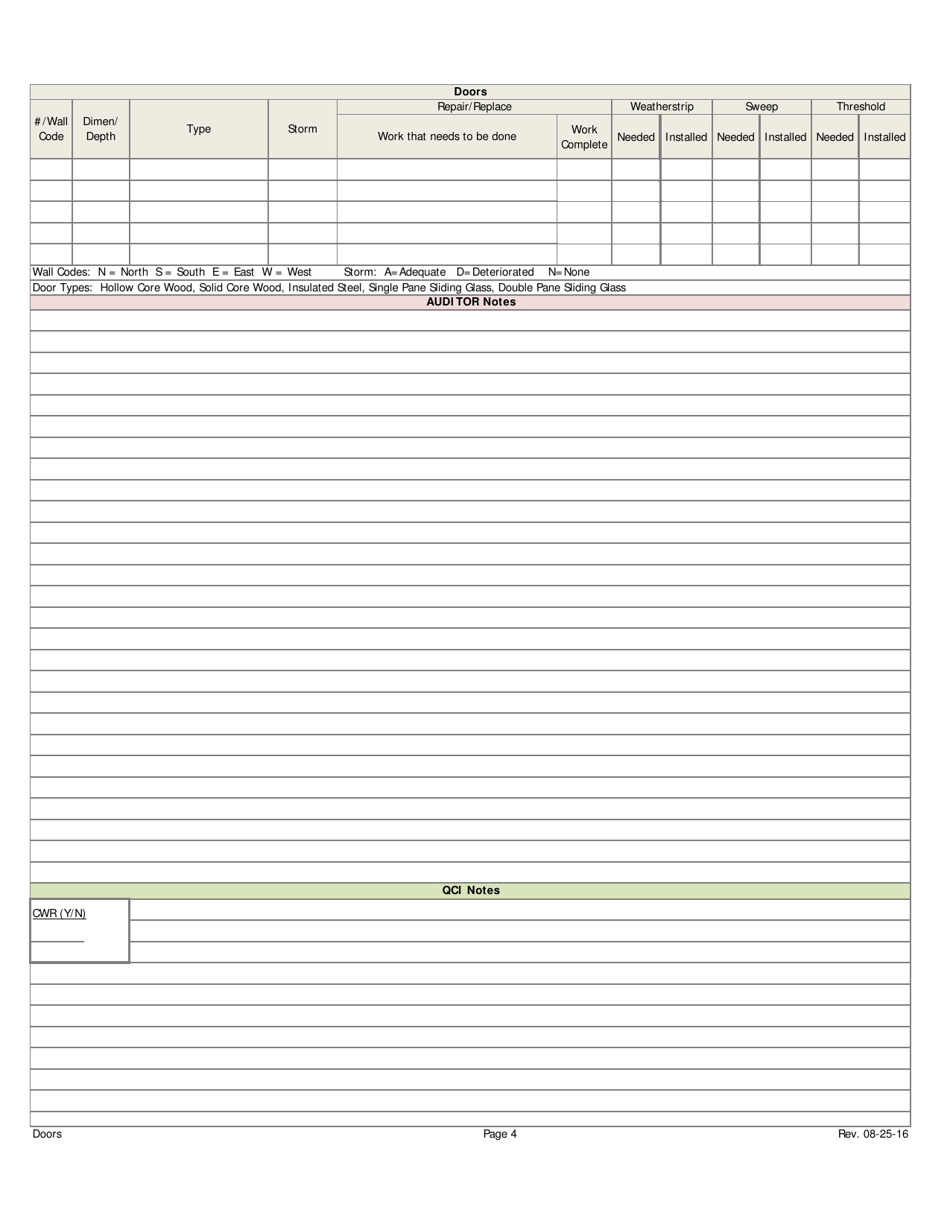Weatherization Audit / Inspection Form (Stick-Built Homes) - Iowa, Page 4