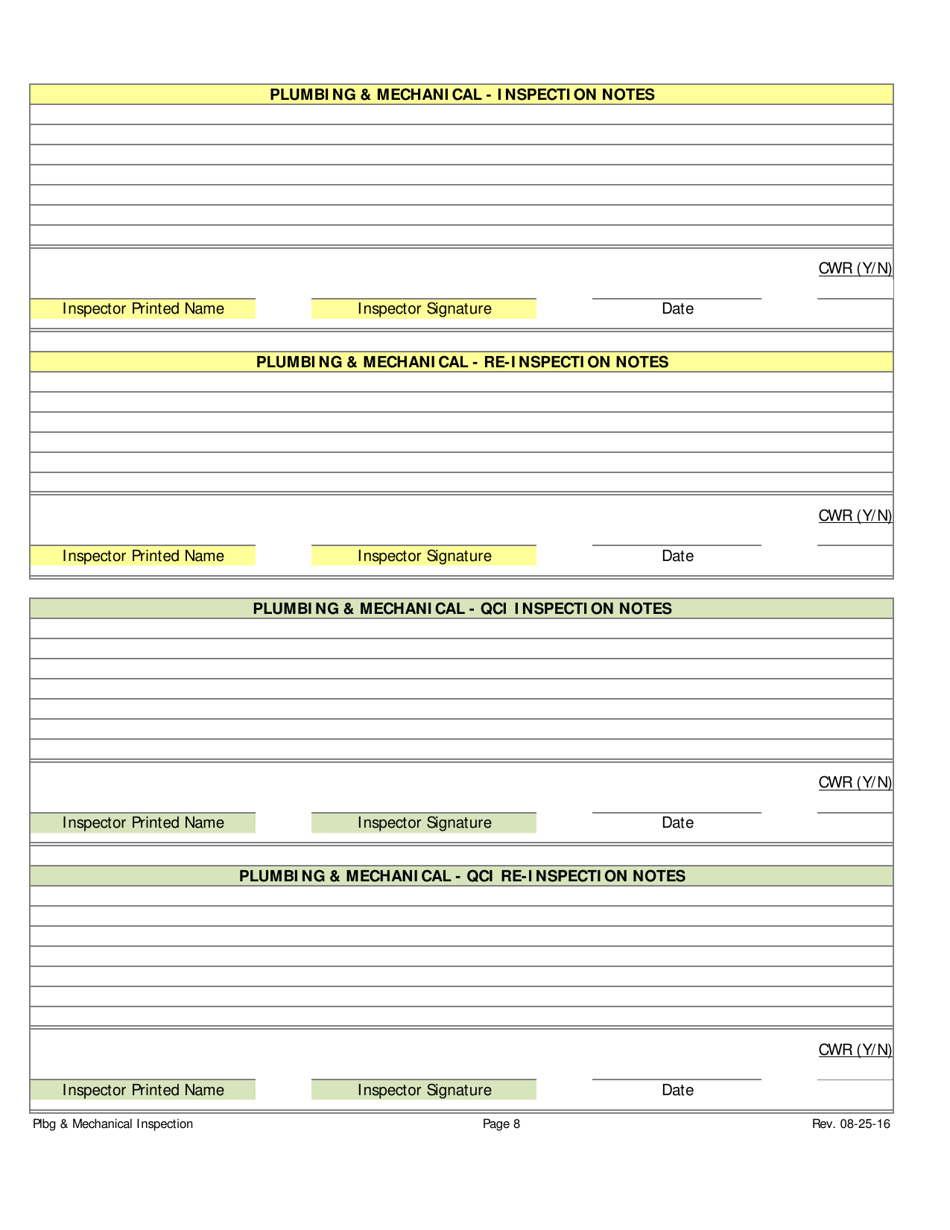 Weatherization Audit / Inspection Form (Stick-Built Homes) - Iowa, Page 8