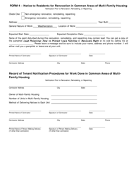 Form 4 Notice to Residents for Renovation in Common Areas of Multi-Family Housing - Iowa