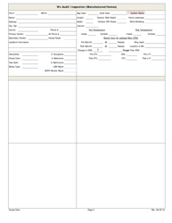 Weatherization Audit/Inspection Form (Manufactured Homes) - Iowa, Page 2