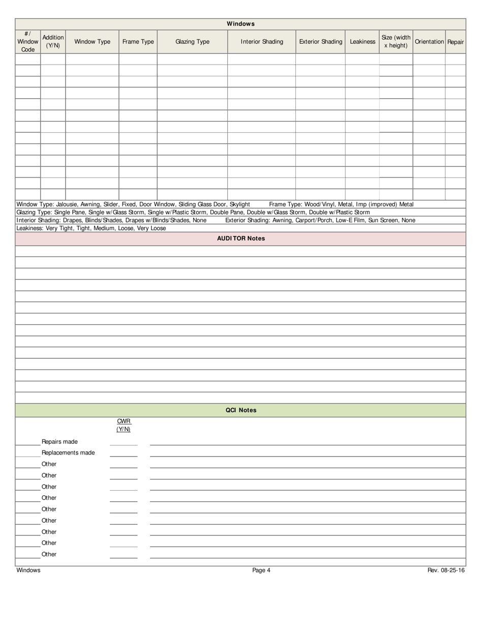 Weatherization Audit / Inspection Form (Manufactured Homes) - Iowa, Page 4