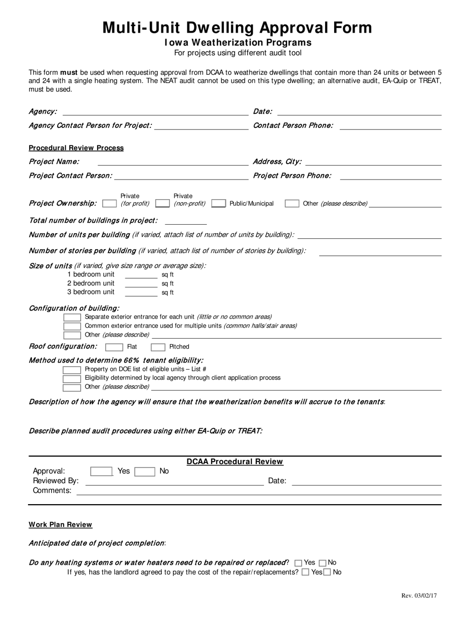 Multi-Unit Dwelling Approval Form - Iowa, Page 1