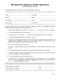 Document preview: Refrigeration Appliance Vendor Agreement - Iowa
