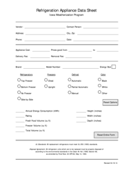 Document preview: Refrigeration Appliance Data Sheet - Iowa