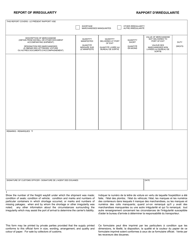 Form A8B United States - Canada Transit Manifest - Canada (English/French), Page 2