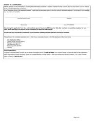 Form E646 Part 1 Customs Self Assessment - Importer Application - Canada, Page 5