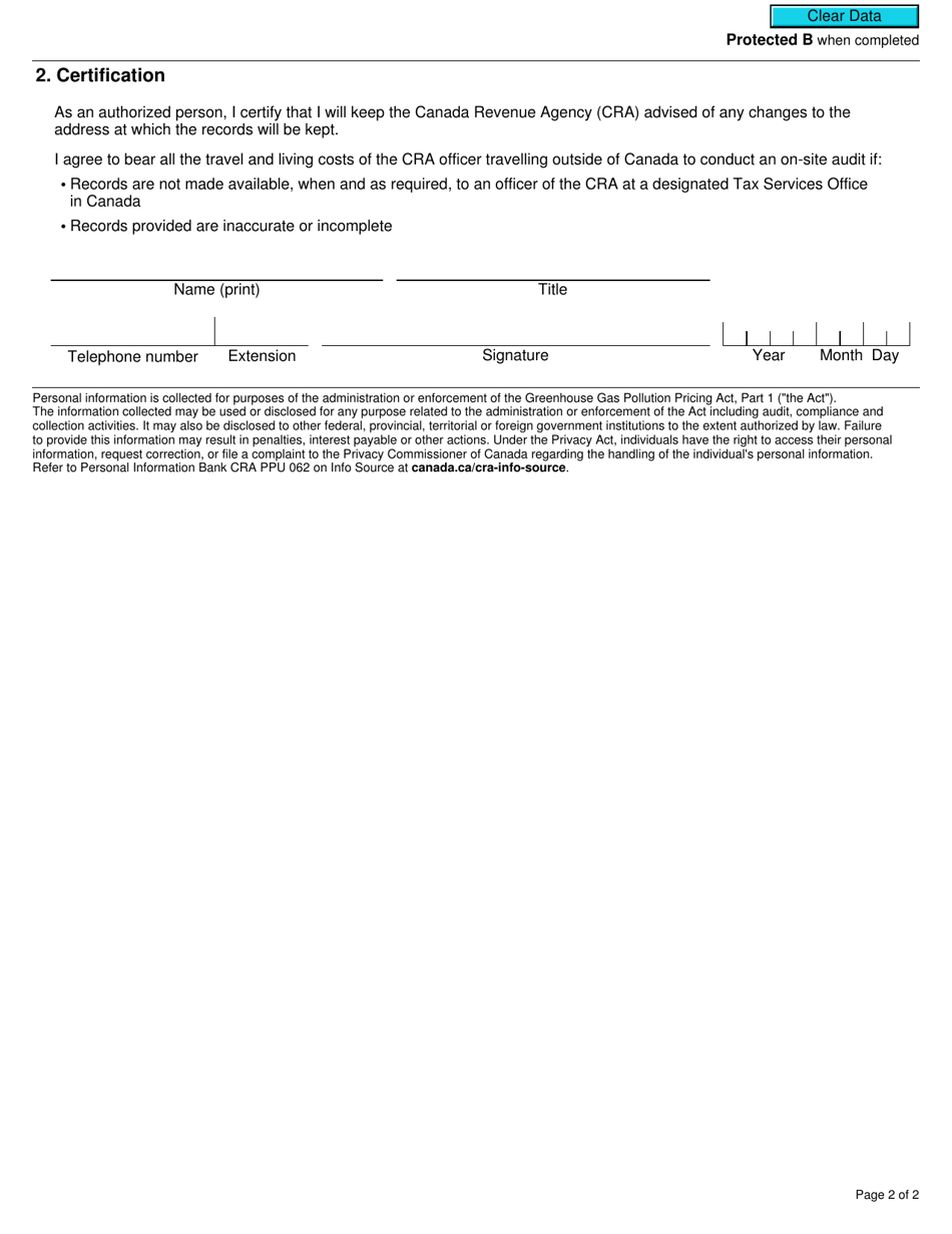 Form L400-3 Non-resident - Records Kept Outside Canada - Canada, Page 2