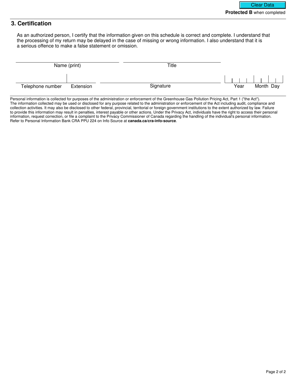 Form B400-5 Fuel Charge Return Schedule - Registered User of Combustible Waste - Canada, Page 2