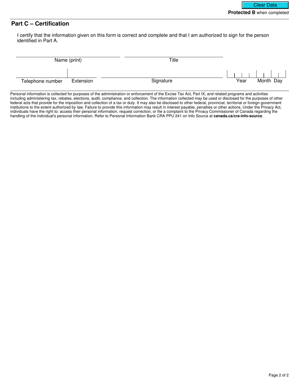 Form GST146 Notice of Revocation of Waiver (Subsection 298(8) of the Excise Tax Act) - Canada, Page 2