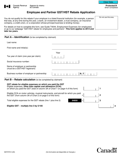 Form GST370 Download Fillable PDF Or Fill Online Employee And Partner 