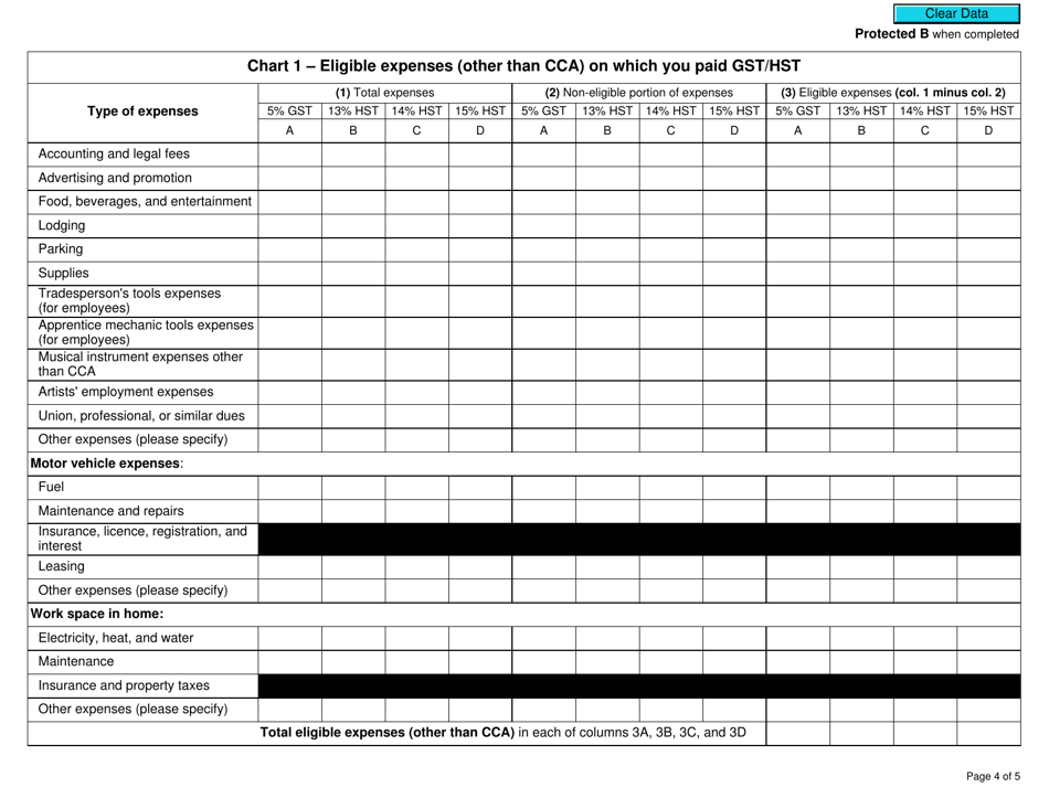 Form GST370 Employee and Partner Gst / Hst Rebate Application - Canada, Page 4