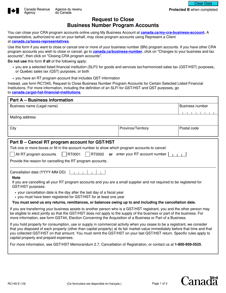 Form RC145 Download Fillable PDF or Fill Online Request to ...