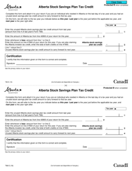 Document preview: Form T89 Alberta Stock Savings Plan Tax Credit - Canada