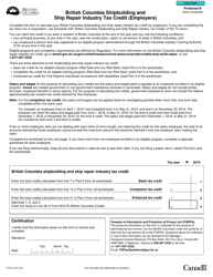 Form T1014-2 British Columbia Shipbuilding and Ship Repair Industry Tax Credit (Employers) - Canada
