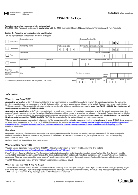 Form T106-1  Printable Pdf