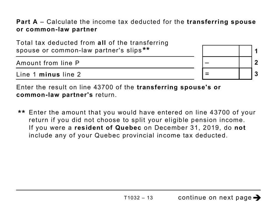 Form T1032 Joint Election to Split Pension Income - Large Print - Canada, Page 13