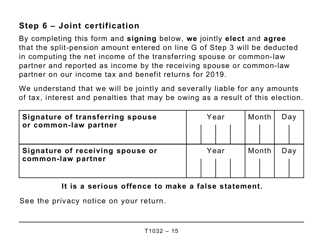 Form T1032 Joint Election to Split Pension Income - Large Print - Canada, Page 15