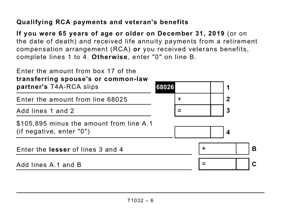 Form T1032 Joint Election to Split Pension Income - Large Print - Canada, Page 6