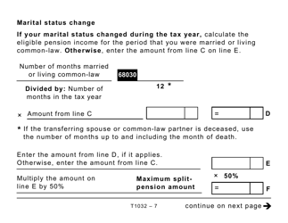 Form T1032 Joint Election to Split Pension Income - Large Print - Canada, Page 7