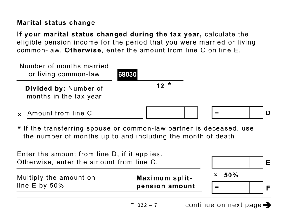 Form T1032 Joint Election to Split Pension Income - Large Print - Canada, Page 7