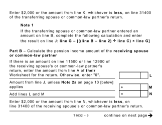 Form T1032 Joint Election to Split Pension Income - Large Print - Canada, Page 9
