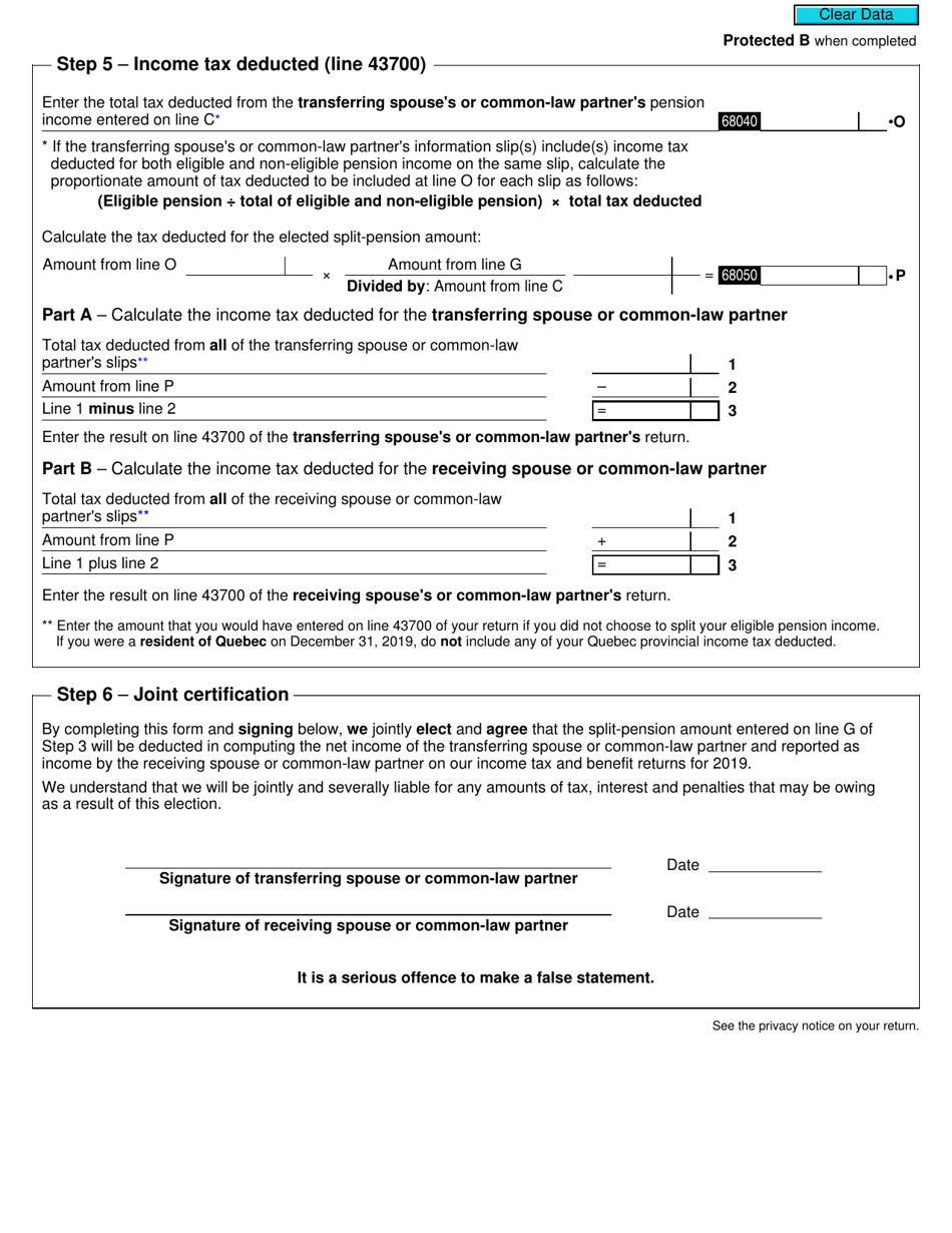 Form T1032 Joint Election to Split Pension Income - Canada, Page 4