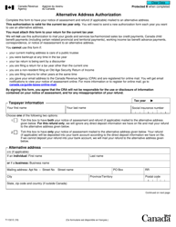 Form T1132 Alternative Address Authorization - Canada