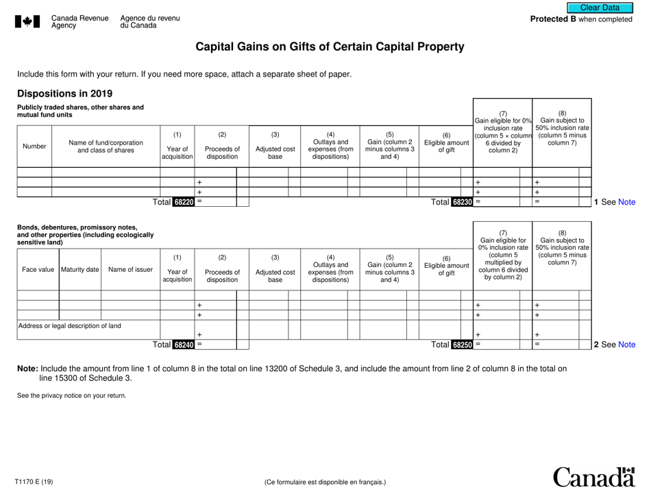 Form T1170 Capital Gains on Gifts of Certain Capital Property - Canada, Page 2