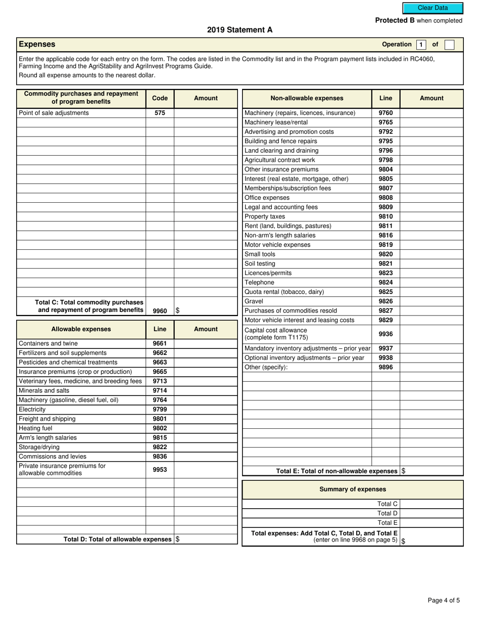 Form T1163 Statement a - Agristability and Agriinvest Programs Information and Statement of Farming Activities for Individuals - Canada, Page 4