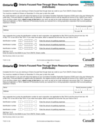 Document preview: Form T1221 Ontario Focused Flow-Through Share Resource Expenses (Individuals) - Canada
