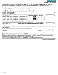 Form T1231 British Columbia Mining Flow-Through Share Tax Credit - Canada, Page 2