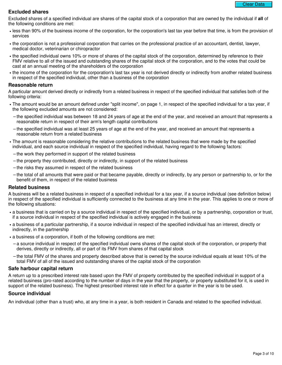 Form T1206 Tax on Split Income - Canada, Page 3
