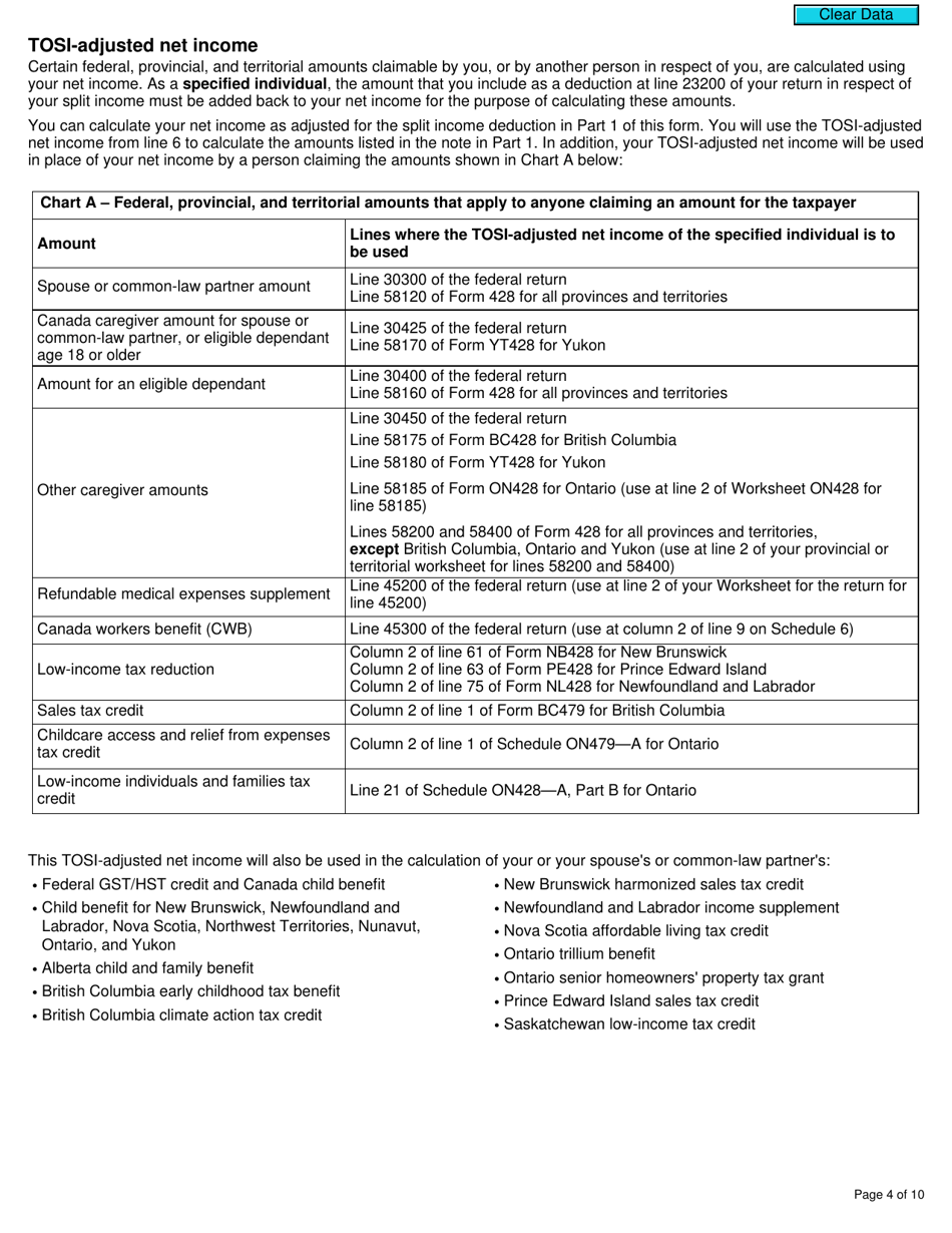 Form T1206 Tax on Split Income - Canada, Page 4