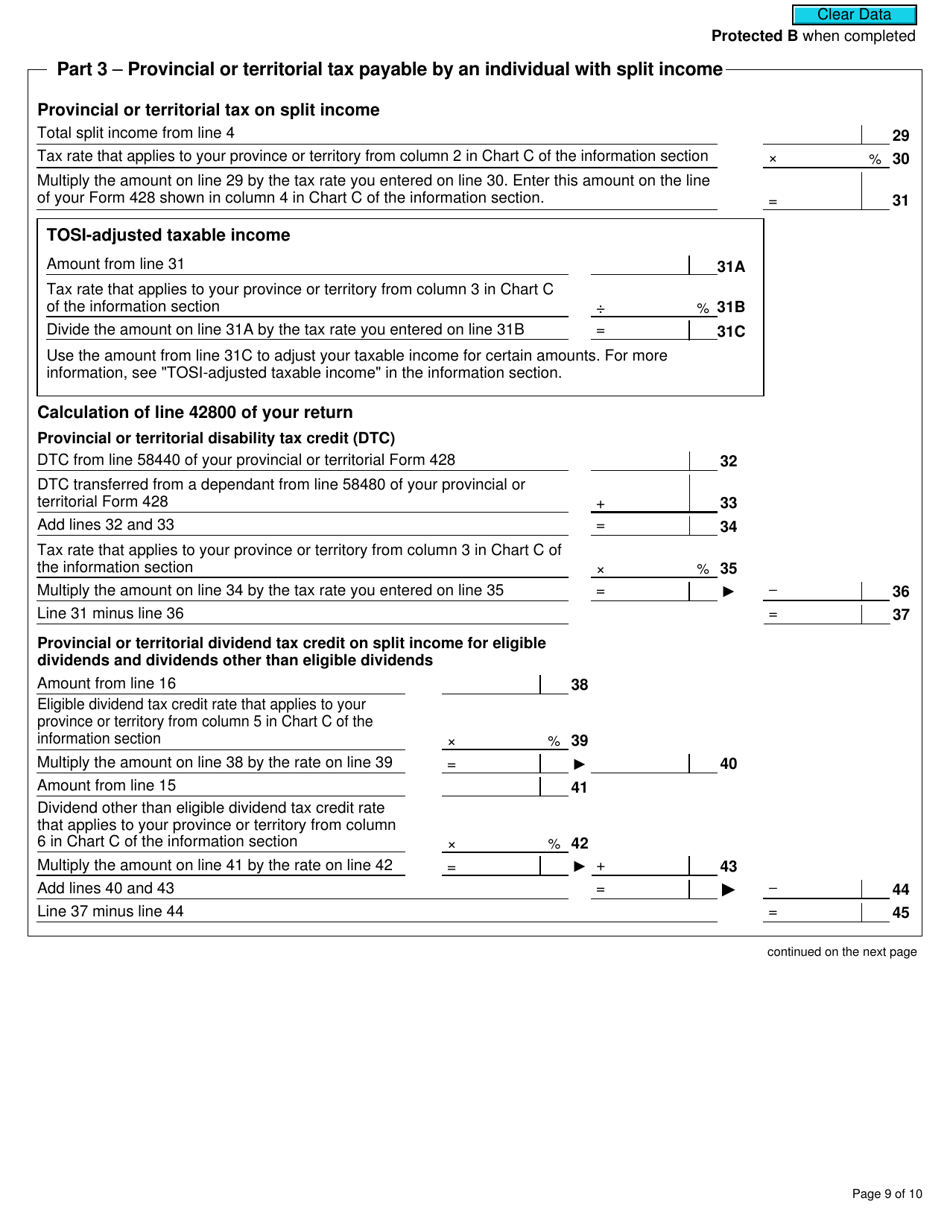 Form T1206 Tax on Split Income - Canada, Page 9
