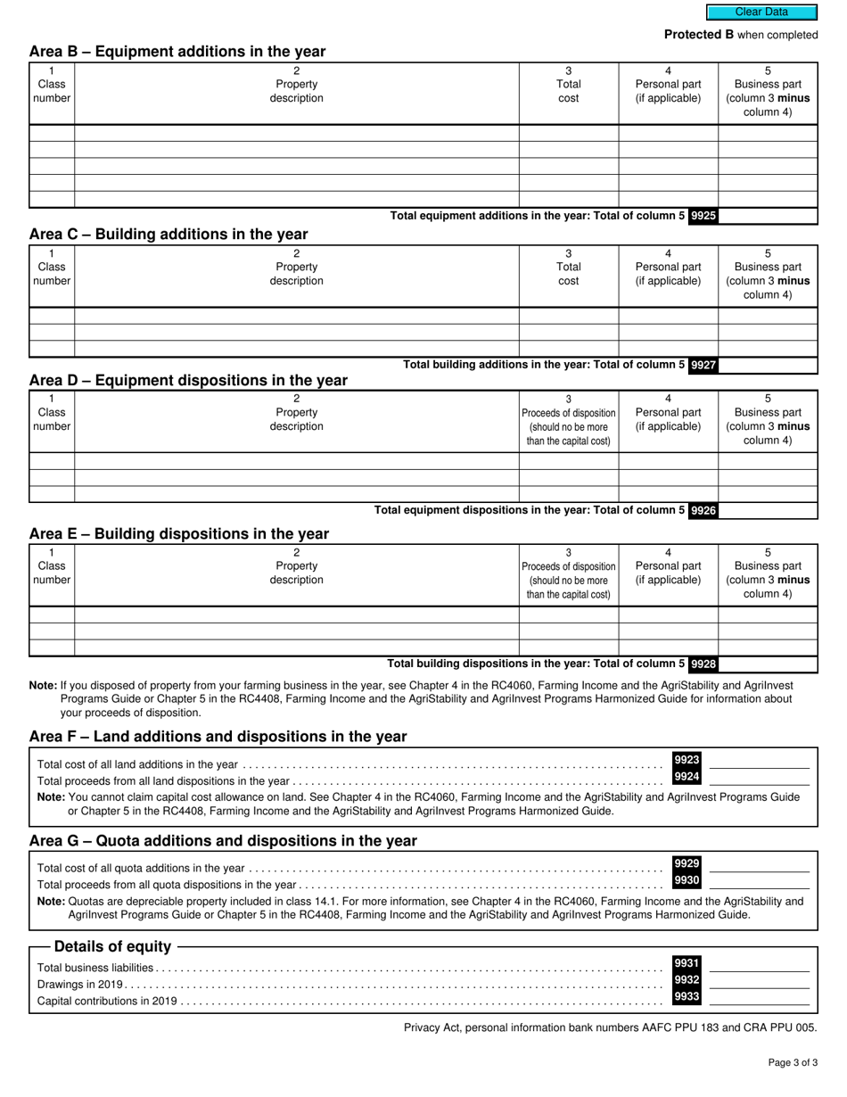 Form T1175 Farming - Calculation of Capital Cost Allowance (Cca) and Business-Use-Of-Home Expenses - Canada, Page 3