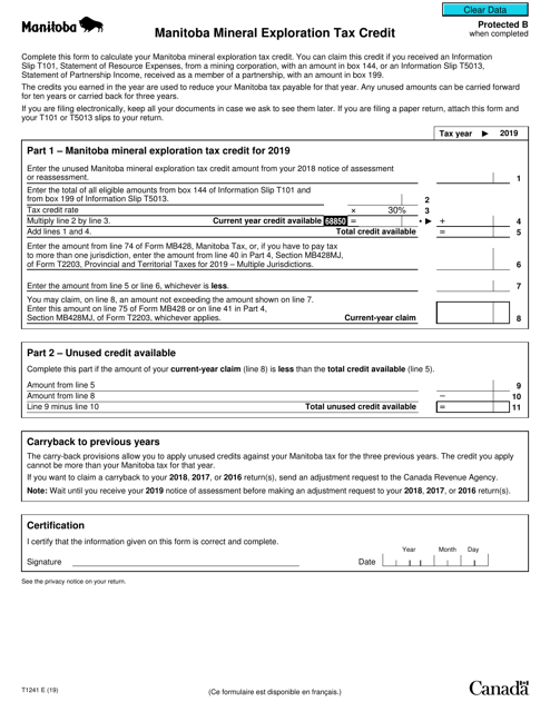 Form T1241 2019 Printable Pdf