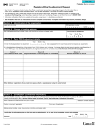 Document preview: Form T1240 Registered Charity Adjustment Request - Canada