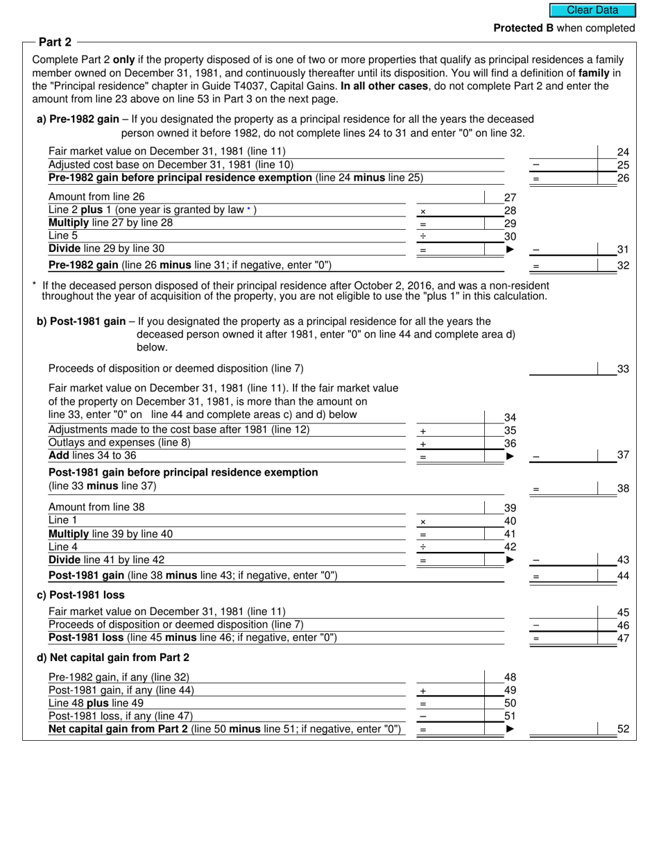 Form T1255 Designation of a Property as a Principal Residence by the Legal Representative of a Deceased Individual - Canada, Page 3