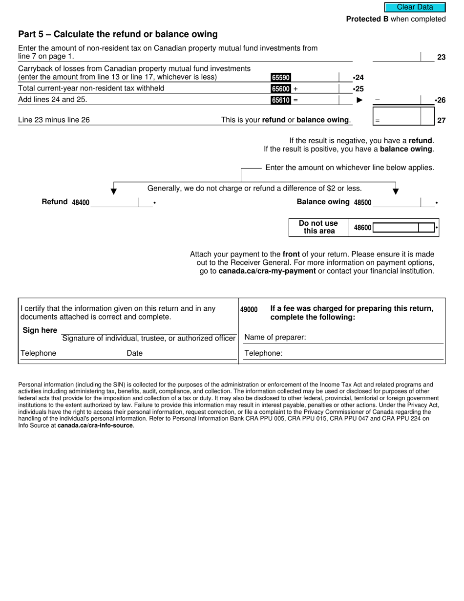 Form T1262 Tax Return for Non-residents Investments in Canadian Mutual Funds - Canada, Page 3